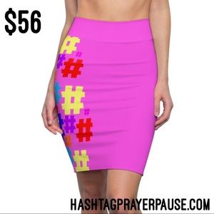 #PrayerPause Pink Spark Women's Pencil Skirt